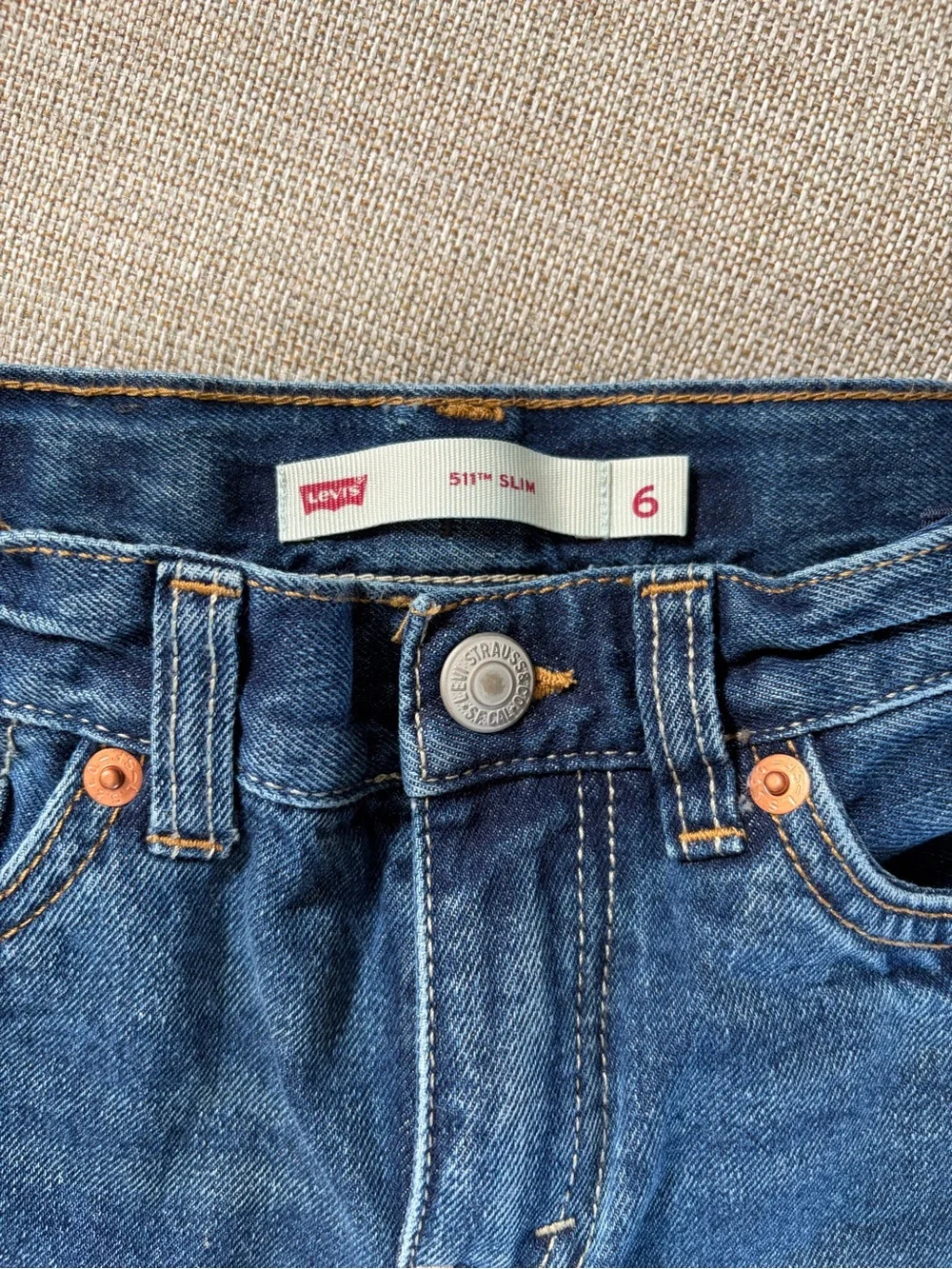 Levi’s Boys Dark Blue Distressed Denim Shorts